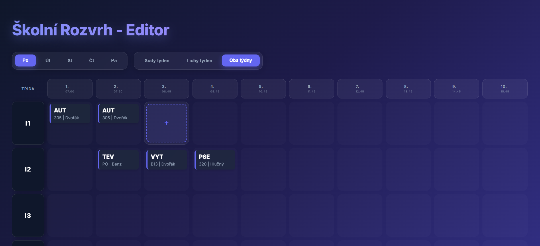 Školní rozvrh na PC